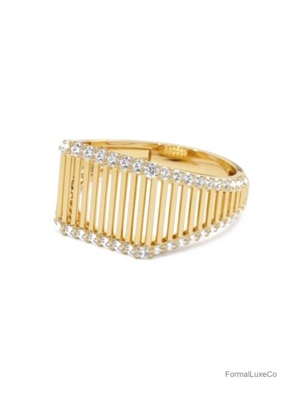 Luxury Cubic Zirconia Fence Statement Ring for Women Men CZ Geometric Eternity - Picture 1 of 5